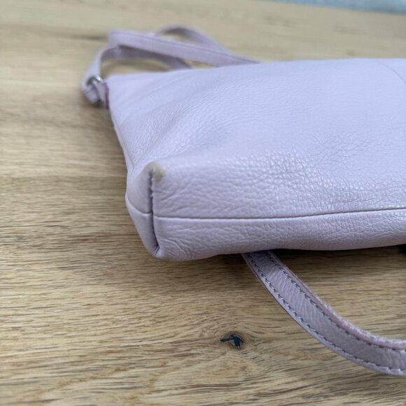 Fossil Dawson Leather Crossbody Bag Light Purple Lilac Top Zip Messenger Casual - Picture 6 of 15